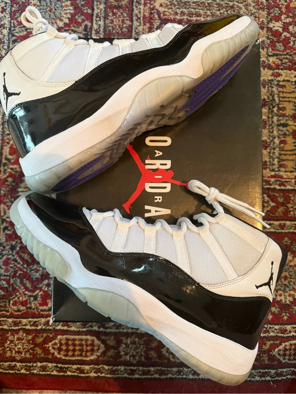 Jordan 11 Retro Concord - Men’s Retro 11 High Top Sneakers - White/Black/Purple